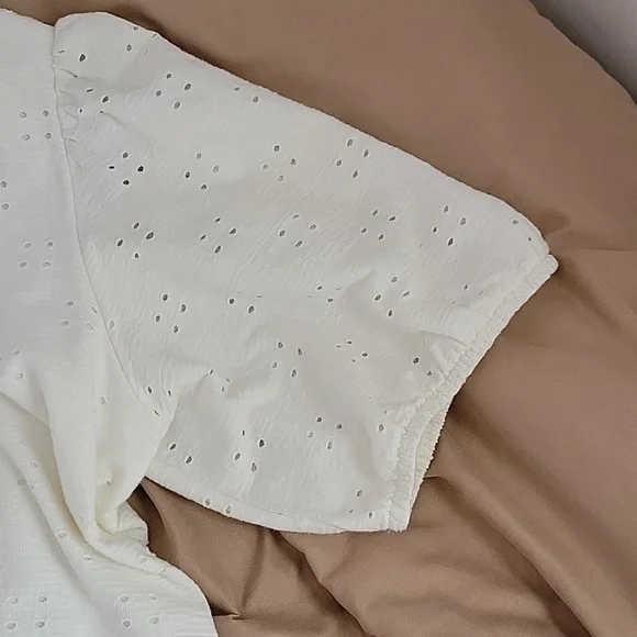 White Eyelet Button-Down Dress - Picture 3 of 5